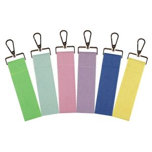 <b>Personalized</b> Metal <b>Keychain</b> Custom Embroidery Patch Woven Canvas Cotton Luggage Streamer Key Pendant Buckle Promotional - Product Image 1