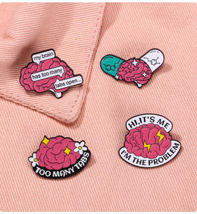 Broches antiluz <span class=keywords><strong>de</strong></span> órgano <span class=keywords><strong>de</strong></span> 4 estilos, insignias <span class=keywords><strong>de</strong></span> solapa, intestinos <span class=keywords><strong>de</strong></span> cerebro rosa, órganos humanos, letras, demasiadas pestañas, alfileres <span class=keywords><strong>de</strong></span> esmalte suave <span class=keywords><strong>de</strong></span> Metal - Product Image 6