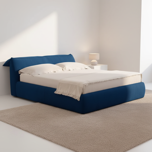 <span class=keywords><strong>Lit</strong></span> souple pleine grandeur en contreplaqué avec cadre en bois de hêtre et revêtement en polaire Teddy, design minimaliste - Product Image 1