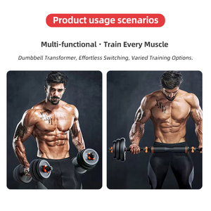 Barre de musculation écologique 4-en-1 réglable, ensemble d'haltères de 15 kg, barre de musculation noire avec poignée antidérapante, kettlebell - Product Image 3