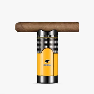 Neues Design winddicht Zigarrenzubehör Luxus-Zinklegierung nachfüllbare Jet-Flamme Taschenlampe Zigarrenanzünder