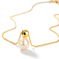 Collier de perles naturelles Chaînes plaquées or Bijoux à breloques en argent 925