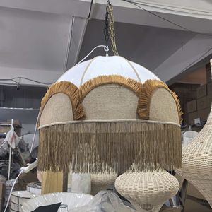 Abat-jour de lampe suspendue de haute qualité, très vendu, style rétro, modèle Palais, forme cloche, à franges, avec garniture grise, pour salon - Product Image 4