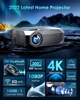 Mini projecteur LED intelligent portable 5G HD 1080P 300 lumens sans fil Android 4K avec mise au point manuelle et fonction de mise en miroir d'écran pour home cinéma