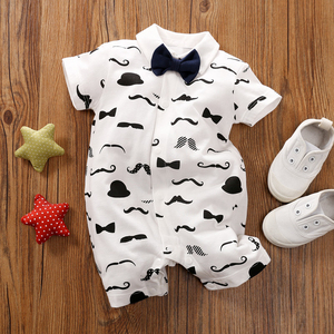 Baby wedding outfit gentleman clothing <span class=keywords><strong>neonato</strong></span> 100% cotone maniche corte baby boy designer abiti pagliaccetti per neonati - Product Image 3