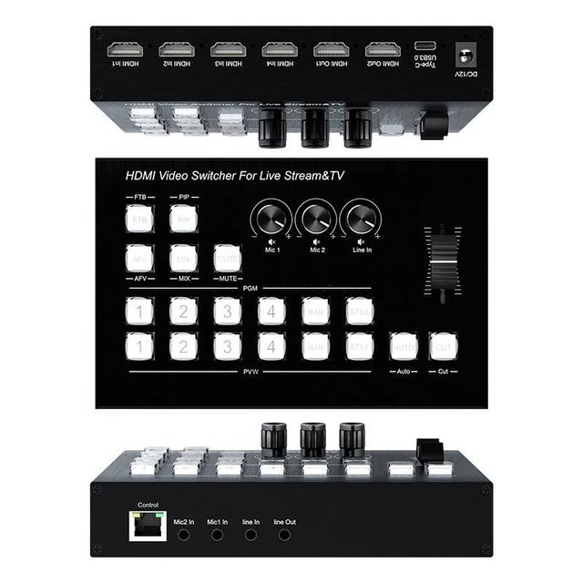 FJGEAR 4-Channel HD Live Production Switcher with Multi-View Display, Professional Video Mixer for Broadcast Streaming
