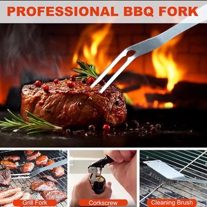 Juego de Accesorios para Barbacoa, 22 Piezas, de Acero Inoxidable, para Parrilla al Aire Libre, con Estuche de Aluminio Negro - Product Image 4