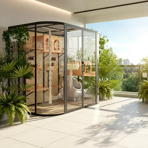 Vente en gros de meubles et accessoires pour animaux de compagnie : Villa pour chat en bois massif, Tour multifonction pour chat, Condo pour chat, Maisonnette pour chat, pour <span class=keywords><strong>l</strong></span>'intérieur et les magasins d'animaux - Product Image 1