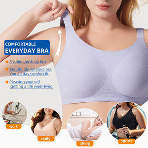 プラスサイズプッシュアップブラとパンティーセット女性用シームレス下着プッシュアップ高品質プラスサイズスポーツブラ取り外し可能パッド - Product Image 4