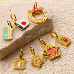 จี้รูปทรงผสมผสานสแตนเลสสำหรับทำสร้อยคอ DIY อุปกรณ์ตกแต่งเครื่องประดับ ดีไซน์มงกุฎ หัวใจ รองเท้าส้นสูง - Product Image 3