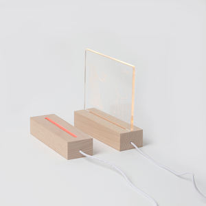 قاعدة عرض مصابيح ملونة خشبية مستطيلة من الخشب ليد لقاعدة مصباح إضاءة ليد ليلي من خشب الأكريليك والشبك - Product Image 2