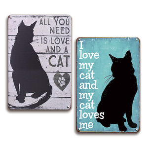 Letrero Metálico Retro con la Frase 'All You Need Is Love and a Cat', Decoración Rústica para Pared de Hogar o Dormitorio - Product Image 1
