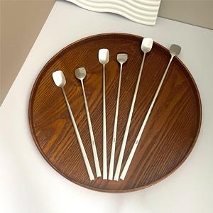 Stainless Steel Stirring <b>Spoon</b> Square Head Long Handle <b>Coffee</b> Tea Dessert <b>Spoon</b> Food Grade - Product Image 1