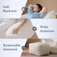 Fauteuil pouf minimaliste en velours, chaise longue compressible, confortable et moelleuse, emballée sous vide dans une boîte, pour salon et chambre à coucher