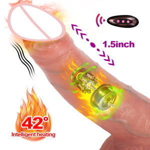 Telescopische Vibrerende Duwende Realistische Dildo Vrouwelijke Masturbatie Verwarming <span class=keywords><strong>Penis</strong></span> Afstandsbediening <span class=keywords><strong>Dick</strong></span> Seksspeeltjes Voor Vrouw - Product Image 1