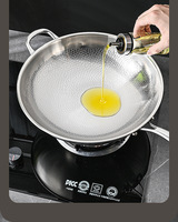 Wok en titane, acier inoxydable martelé motif écaille de poisson, poêle à frire antiadhésive non revêtue 3 couches, pour cuisson domestique, vente en gros