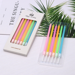 Atacado Novo Longo Colorido Luz Bolo Espiral Vela De Aniversário Smokeless Fino Cupcake Cera De Abelha Bolo De Aniversário Velas para Crianças - Product Image 2