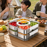 Boîte de rangement pour collations, pratique, durable, empilable, avec couvercle à clip, compartimentée, pour les fêtes, les pique-niques, la maison, la cuisine, la présentation des aliments