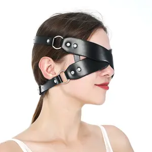 Sm面具Bdsm皮革性玩具女性束缚约束人造革耳眼罩化妆舞会部分成人性玩具