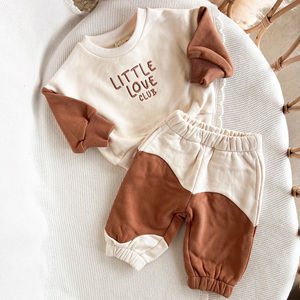 Vente en gros de vêtements pour enfants avec broderie personnalisée Sweat-shirt en éponge française à blocs de couleurs et <span class=keywords><strong>survêtement</strong></span> de jogging - Product Image 3