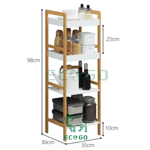 Support de rangement en bois de bambou durable d'approvisionnement d'usine support d'étagère de stockage en bambou à plusieurs niveaux couleur naturelle et blanche - Product Image 1
