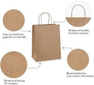 Bolsa de Papel Kraft Reciclable con Asa para Compras, Regalos y Artesanías, con Logotipo Personalizado y Certificaciones CE, para Restaurantes - Product Image 2