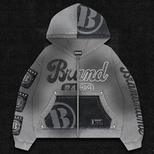 Loose Fit <b>Zip</b> Hoodie with Premium Printed Design for Urban Casual Lifestyle Custom Men's Fashion Hoodie with Full <b>Zip</b> Closure - Product Image 1
