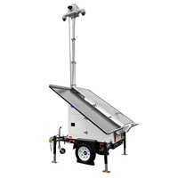Remolque de Vigilancia Móvil Solar con Cámara PTZ, Mástil Eléctrico, Diseño Impermeable, Batería de 4x200Ah para Monitoreo de Sitios de Trabajo al Aire Libre