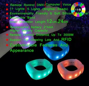 Pulsera LED RGB Programable con Control Remoto DMX512, 11/5 Luces, Tamaño Ajustable, 48H de Duración de Batería, Silicona ABS Portátil - Product Image 3