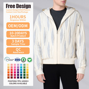 OEM ODM Long Sleeve Knitted Tops Autumn Winter Zipper <b>Cardigan</b> <b>Sweater</b> Jacket Casual Outdoor Men's Hooded - Product Image 2
