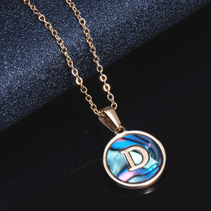 Zogxin Letter Necklace Gold Initial Pendant Round Stainless Steel For Women Gift Daily Wear - Product Image 4