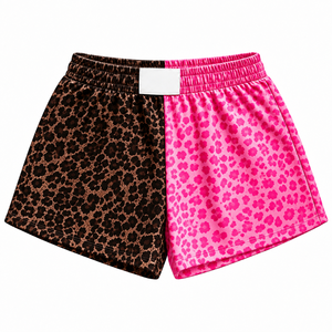 High Quality Custom Leopard <strong>Women</strong> <strong>Beach</strong> <strong>Shorts</strong> Color Matching Elastic Waistband Printing Check Pattern Smile Deerlet for Lady - Product Image 2