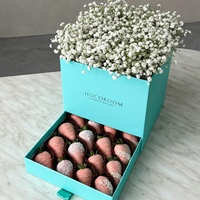 Süße Biologisch Abbaubare Einweg-Geschenkbox für Schokoladenüberzogene Erdbeeren, Lebensmittelecht, Anpassbare Starre Papierbox mit Eigenem Logo, Matt