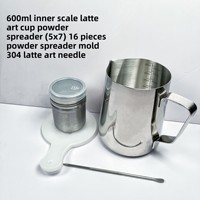 Ensemble de pichets à café double taille, 350 ml et 600 ml, en acier inoxydable, pour mousse de lait, avec graduations claires