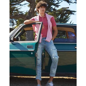 Uomo di alta qualità casuale dei jeans del foro della luce della lavata utilizzato rock revival strappato skinny jeans per gli uomini - Product Image 6