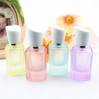 Flacon de Parfum en Verre de 30m, Rechargeable, Rectangulaire, Couleurs Pastel, Récipient Cosmétique Portable Givré Vide pour Parfum