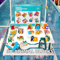Bloques de Animales en Inglés de Madera 3D de Doble Cara, Nuevo Rompecabezas de Combinación de Números y Letras para Educación Temprana