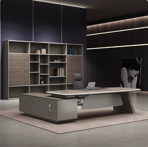Escritorio de Oficina Moderno con Pedestal de Madera y Gabinete de Almacenamiento para Uso en Oficina en Casa, Diseño Minimalista, Estación de Trabajo Ejecutiva Independiente - Product Image 4