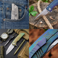 Couteau pliant tactique portable en alliage de titane oxydé personnalisé, couteau de chasse VG10, couteau de camping à ouverture assistée T0075
