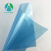Feuille de plastique PP transparente bleue avec rayures