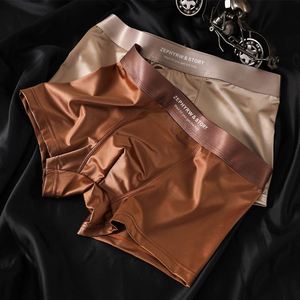 High-end Satin Men's Underwear Luxurious Four-corner <b>Pants</b> Summer Breathable Flat-front Men's Underwear - Product Image 2