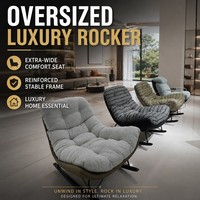Fauteuil inclinable à bascule de luxe, spacieux et renforcé, en cuir écologique et mélange de velours, idéal pour salon, chambre et balcon – Vente directe usine