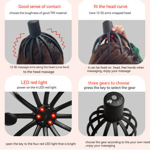 Pijat kepala elektrik getaran seluruh tubuh rileks pijat kulit kepala meningkatkan sirkulasi darah mengurangi kelelahan gurita pemijat kepala - Product Image 6