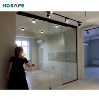 Système de Portes Coulissantes Intérieures en Verre Trempé Sans Cadre, Insonorisées, Fermeture Douce, Sans Rail, pour Cloisons de Bureau et Villas