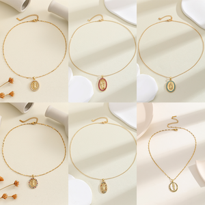 Elegante Collana con Ciondolo Placcato Oro, Pietra Rossa Taglio <span class=keywords><strong>Smeraldo</strong></span>, Cornice Floreale, Pavé, Catena <span class=keywords><strong>Marina</strong></span> a Conchiglia, Gioiello da Donna, Regalo - Product Image 6