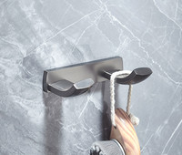 Ensemble d'accessoires de salle de bain, pistolet en laiton, porte-serviettes, toilette, gris