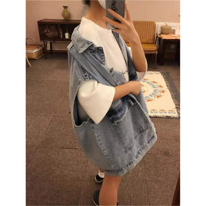 2025 primavera otoño versión coreana estilo universitario versátil suelta Casual chaqueta vaquera sin mangas Chaleco de moda femenina Hong Kong - Product Image 4