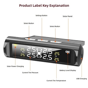 Système de surveillance de la pression des pneus <span class=keywords><strong>solaire</strong></span> universel TPMS, en temps réel, étanche IP67, capteur TPMS interne, sans programmation pour voiture - Product Image 3
