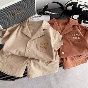 Ensemble décontracté deux pièces pour garçons, nouveau pour l'été, veste à revers à manches courtes confortable et <span class=keywords><strong>short</strong></span> pour vêtements pour enfants - Product Image 5