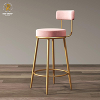 Tabouret de bar en métal doré avec dossier et repose-pieds, pour comptoir, en gros